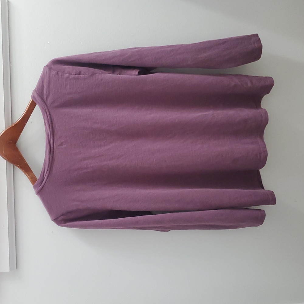 Eileen Fisher Slubby Jersey V Neck Top Purple Size Large - Picture 4 of 4